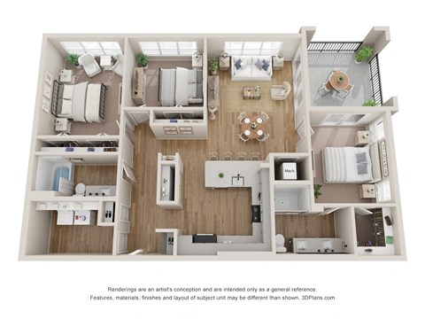 Floor plan for 3 beds, 2 baths, 1474 sqft